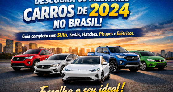 Descubra os melhores carros de 2024 no Brasil! Guia completo com SUVs, sedãs, hatches, picapes e elétricos. Escolha o seu ideal!