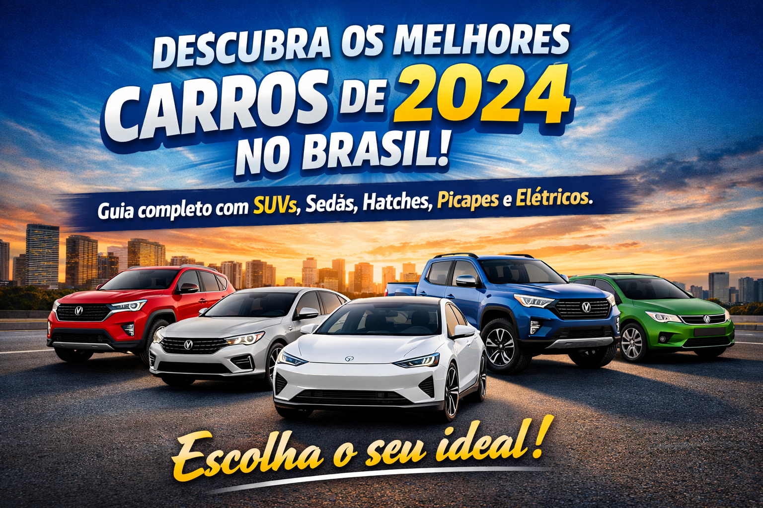 Descubra os melhores carros de 2024 no Brasil! Guia completo com SUVs, sedãs, hatches, picapes e elétricos. Escolha o seu ideal!